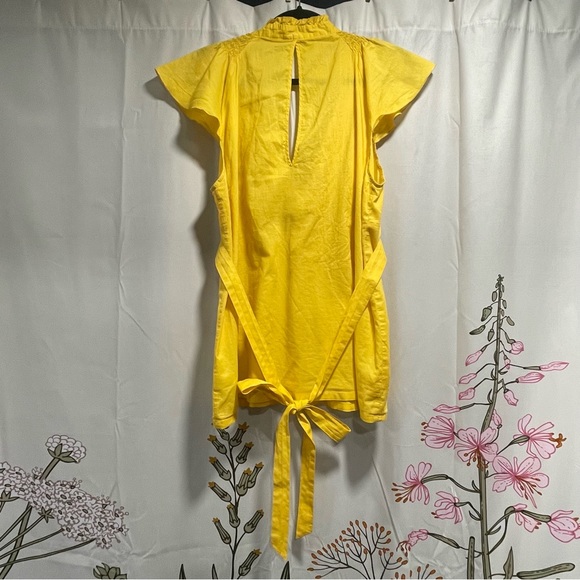 B & Lu Yellow Flutter Cap Sleeve Cotton Shirt with Smocked Detail and Ties 3XL - Picture 13 of 13